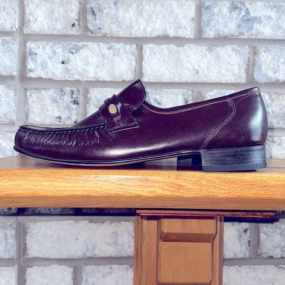 Barclay 11 Chestnut Brown Genuine Leather Dress Slip on Shoes Loafers - Picture 3 of 12